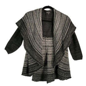 Dor Dor Couture Cardigan Sweater Womens Medium Gray Cotton Chunky Knit Lapel